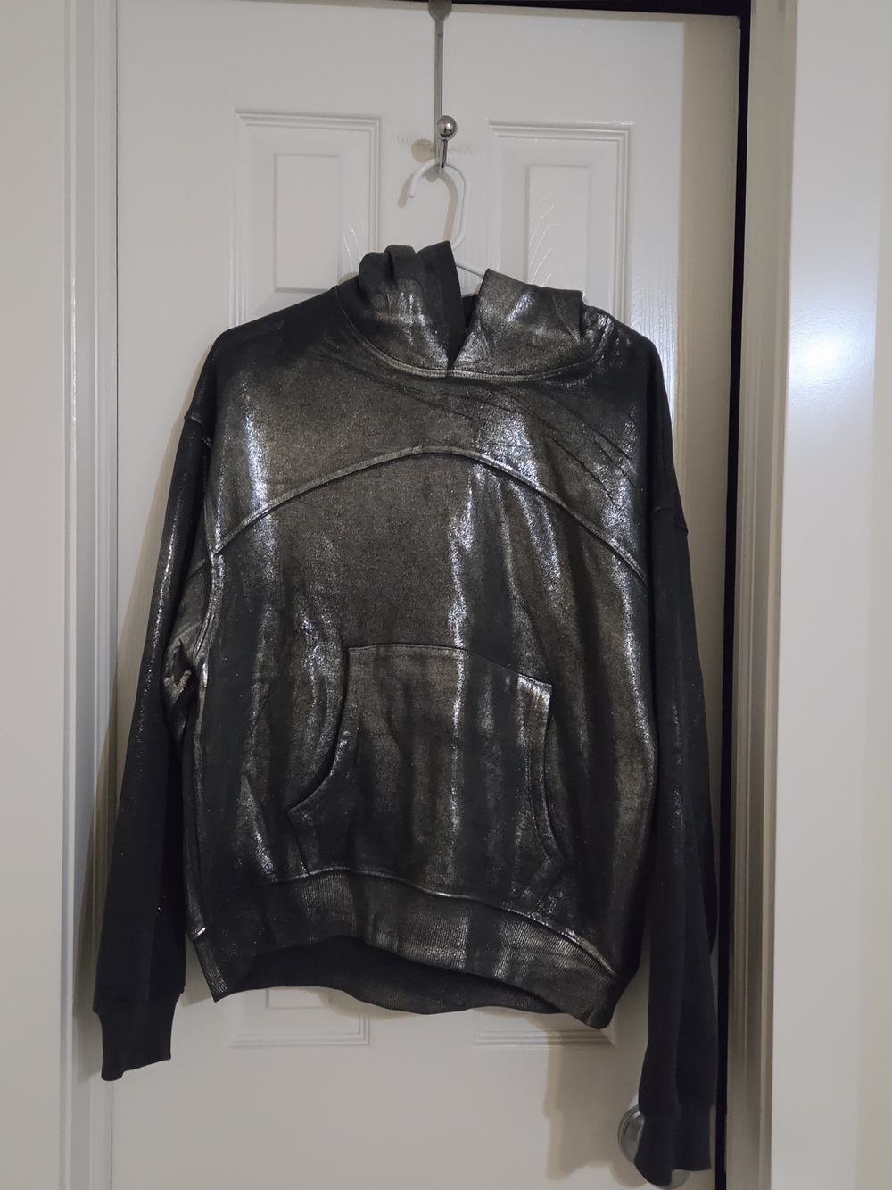 Zara Metallic Black Women Hoodie Size M/L